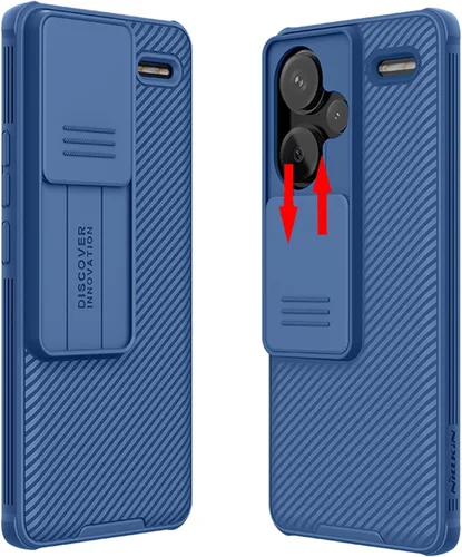 Funda compatible con Xiaomi Redmi Note 13 Pro Plus, cubierta deslizante para lente de cámara, protección de privacidad, parte trasera de Azul