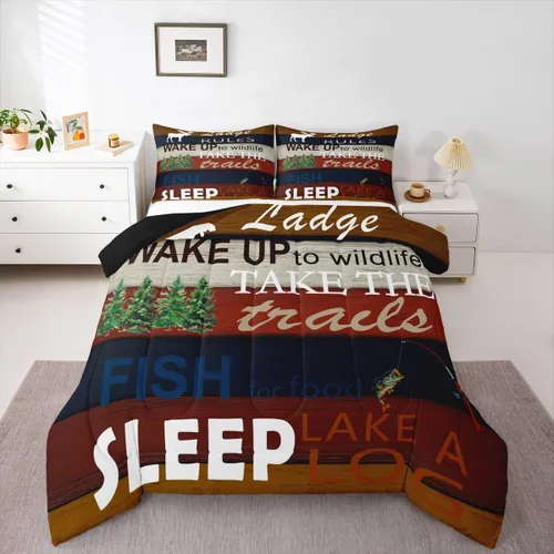 Miniatura 23 de Erosebridal Juego de edredón de barco muelle, juego de ropa de cama con diseño de paleta de lago, tamaño individual para niños, adolescentes