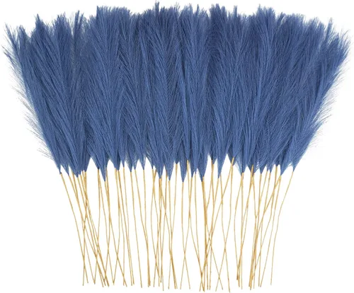 Miniatura 21 de obbsie 50 piezas de decoración de hierba de pampa falsa naranja quemado, 21.6 pulgadas de hierba pomposa artificial corta de otoño, ramas de hierba