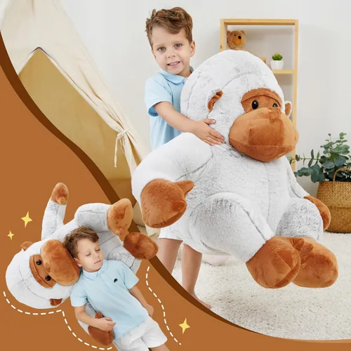 Miniatura 6 de Gorila gigante de peluche, juguetes de peluche grandes de gorila, juguetes de animales de la selva, animales de peluche jumbo esponjosos de 31