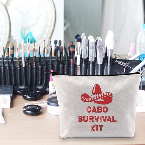 Miniatura 7 de POFULL Bolsa de cosméticos de boda de regalo para despedida de soltera de México, kit de supervivencia Cabo San Lucas