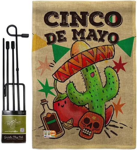 Miniatura 13 de Bandera de arpillera para jardín del Cinco de Mayo, fiesta de verano, cactus y piñata, sombrero para fiesta mexicana, pequeño regalo decorativo