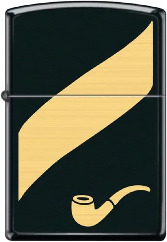 Zippo Encendedor - Cinta de oro Diseño Tubo Inserto Negro Mate Encendedor a prueba de viento #Z5521