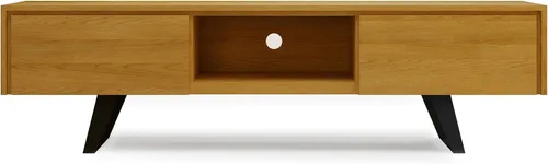 Miniatura 4 de SIMPLIHOME Lowry Soporte de TV – Consola de madera maciza de mango de 72 pulgadas de ancho en roble, moderno centro de entretenimiento industrial