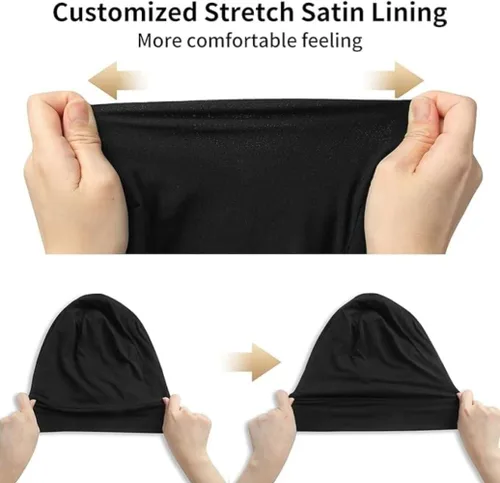 Miniatura 5 de Gorro de satén con forro de seda, cubierta ajustable para el cabello para mujeres y hombres, gorro de noche para el cuidado de pacientes
