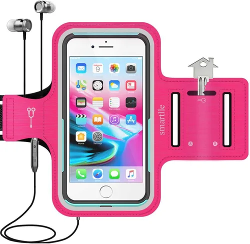 Soporte para teléfono con brazo para correr, brazalete celular para iPhone 15 14 13 12 11 Pro Max/XR/8 7 6s Plus, para Galaxy A/S/Note hasta 6.9 Rosa