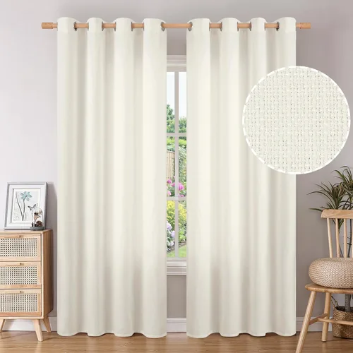 Miniatura 15 de BGment Cortinas de Lino Beige de 63 Pulgadas de Largo 2 Paneles - Tratamientos para Ventanas con Textura de Arpillera Filtrantes de Luz Cortinas