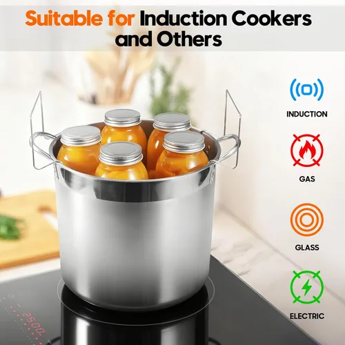 Miniatura 2 de Olla de Enlatado de Acero Inoxidable con Estante y Tapa, Gran Enlatador de Baño de Agua, Kit Inicial Completo de Suministros para Enlatado Casero