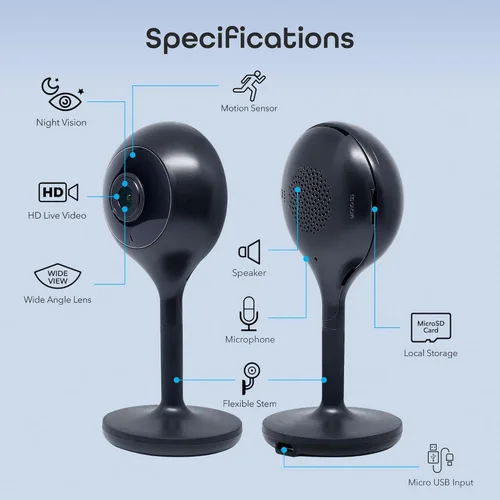 Miniatura 9 de Geeni - 2 cámaras inteligentes de seguridad/vigilancia LOOK para interiores, 1080p HD, con conversación de 2 vías y detección de movimiento