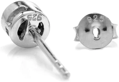 Miniatura 4 de Silvershake Juego de bisel de plata de ley 925 con forma redonda natural de 0157in chapado en oro blanco joyería minimalista para mujer