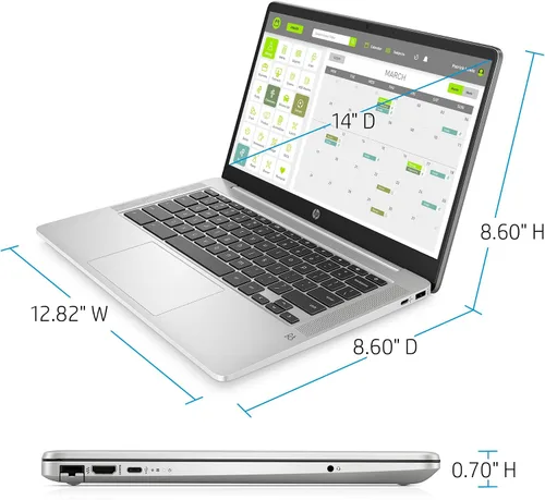 Miniatura 3 de HP 14 Chromebook 2020 - Computadora portátil insignia de 14 pulgadas, pantalla HD SVA antirreflejo, procesador Intel Celeron N5000, 4 GB, DDR4, 64