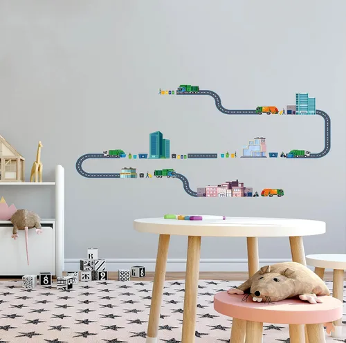 Miniatura 3 de The City - Vinilo adhesivo de vinilo para habitación de niños, camión de basura, colección de residuos sólidos, para dormitorio de niños, sala