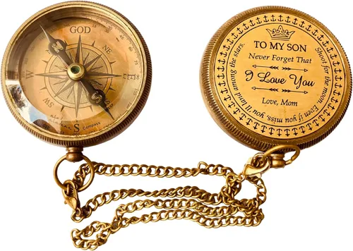 Miniatura 5 de Regalo para hijo de mamá y papá Brújula grabada de 5 cm - Regalos del padre al hijo, regalos de mamá al hijo para graduación 2025, bautizo
