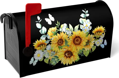 Miniatura 9 de Funda para buzón de verano magnética, girasol de verano impermeable, fundas para buzón de primavera, mariposas florales, buzón de poste, cubiertas