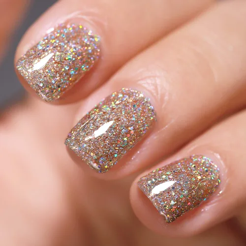 FZANEST Esmalte de uñas en gel con purpurina LED UV, color brillante removible, arte de uñas (oro diamante claro)