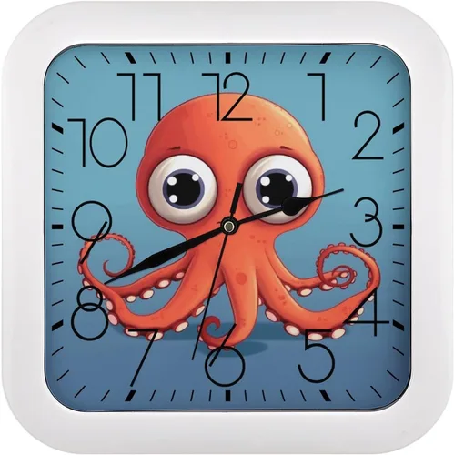 Miniatura 11 de 10" Square Modern Wall Clock,Americana Flag Deer Print Kitchen Clocks Wall Battery Operated,Silent Non Ticking Unique Funny Cute Wall Clock for