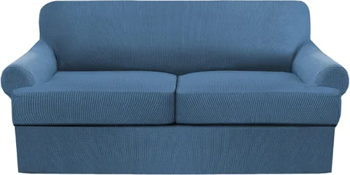 Miniatura 30 de Juego de fundas para sillas con cojines en T de 2 piezas, funda de sofá elástica para sillones y sillas con cojines en T