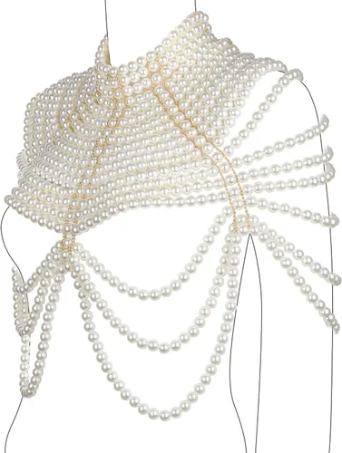 Miniatura 2 de Pearl Body Chain Bra Necklace Pearl Shawl Top Chain Jewelry Fashion Shoulder Body Jewelry Accessories for Women
