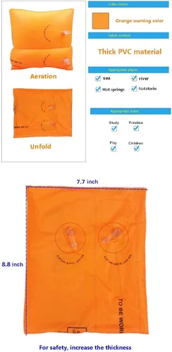 Miniatura 3 de Topsung Bandas inflables para brazos, mangas de flotación, alas de agua, flotadores de brazo de natación para adultos y niños _Azul + Naranja
