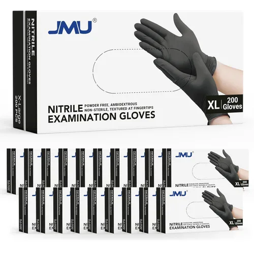 Miniatura 24 de JMU Guantes negros de nitrilo a granel mediano, caja de 1200, 3.5 mil, sin látex sin polvo