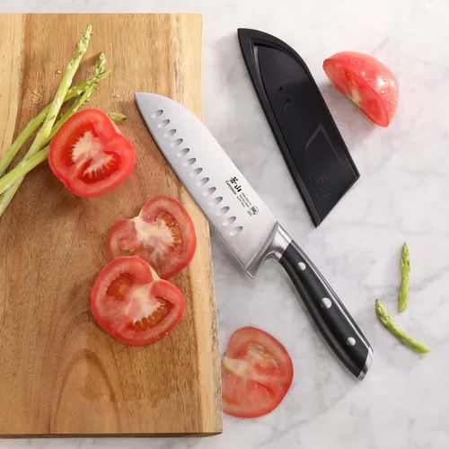 Miniatura 5 de Cangshan ALPS Series 502742 Cuchillo Santoku de acero alemán forjado de 7 pulgadas con funda, color negro