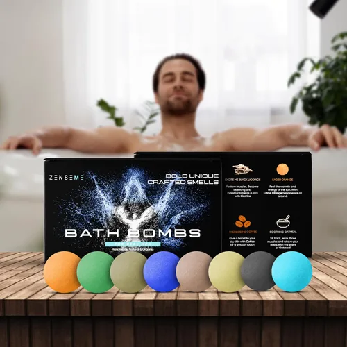 Miniatura 8 de Bombas de baño para hombres, juego de 18 bombas de baño naturales perfumadas fuertes hechas a mano de 2.5 onzas con aromas de aceites esenciales
