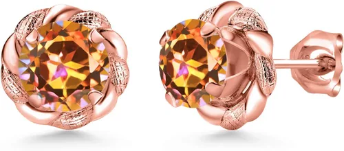 Miniatura 178 de Gem Stone King Aretes de plata de ley 925 de 0.236 in con piedra natal redonda para mujer
