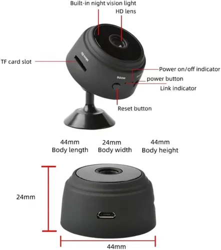 Miniatura 2 de Nueva mini cámara WiFi inalámbrica oculta HD 1080P cámaras de seguridad para el hogar y la oficina con audio y video por FDM Live Feed Covert Baby