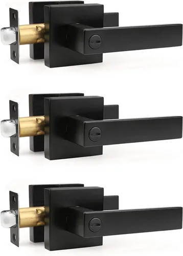 Miniatura 34 de Gobrico 1 paquete de manijas cuadradas de privacidad para puerta en acabado negro mate, manijas interiores sin llave, reversibles para puertas