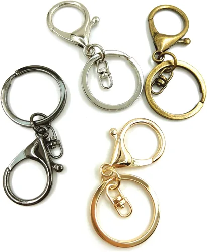 20 ganchos giratorios con cierre de langosta, clips de gatillo de mosquetón con anillo de llavero dividido plano y 8 clips de gancho giratorios para