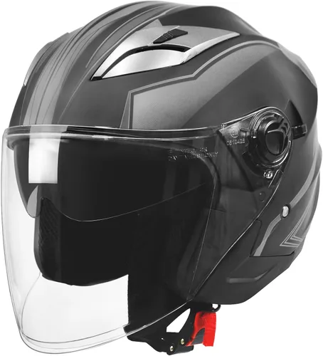 Miniatura 7 de Casco para motocicleta y scooter, casco de cara abierta para adultos, con doble visera, de moda, personalidad para hombres y mujeres, aprobado por
