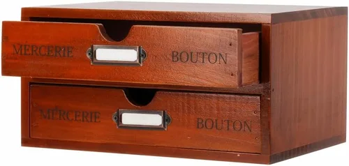 Miniatura 16 de Caja de almacenamiento de madera, organizador de escritorio rústico con 3 cajones, accesorios de escritorio de oficina, estante grande