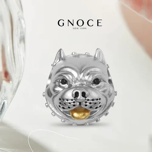 Miniatura 2 de GNOCE Bully Pitbull - Abalorio de plata de ley para pulsera collar de regalo para mujeres y niñas esposa e hija