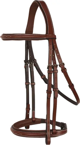 Miniatura 8 de Exion - Brida de cazador prémium para caballos ingleses, banda de cejas cosida de diseñador y corona anatómica con riendas de goma Brida cazadora