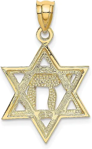 Miniatura 3 de Collar con dije de estrella de David de oro amarillo de 14 quilates con dije de estrella de David, joyería fina religiosa de Judaica para mujeres