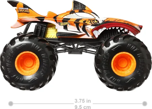 Miniatura 2 de Hot Wheels Monster Trucks, camión monstruo de gran tamaño, camión de juguete fundido a presión a escala 1:24 con ruedas gigantes y diseños geniales