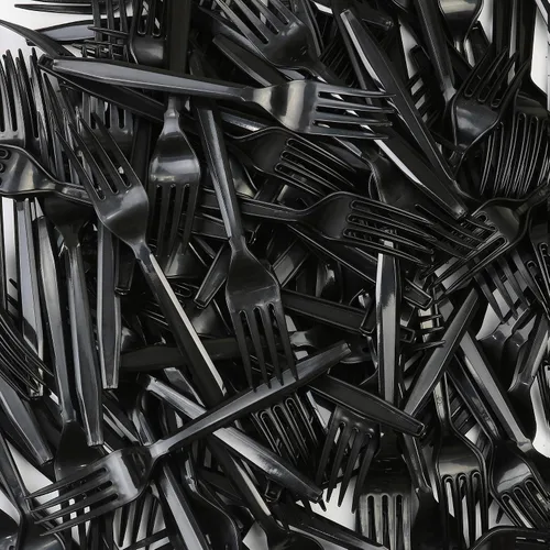 Miniatura 2 de Cubiertos de plástico desechables de peso pesado (tenedores - negro, 250)