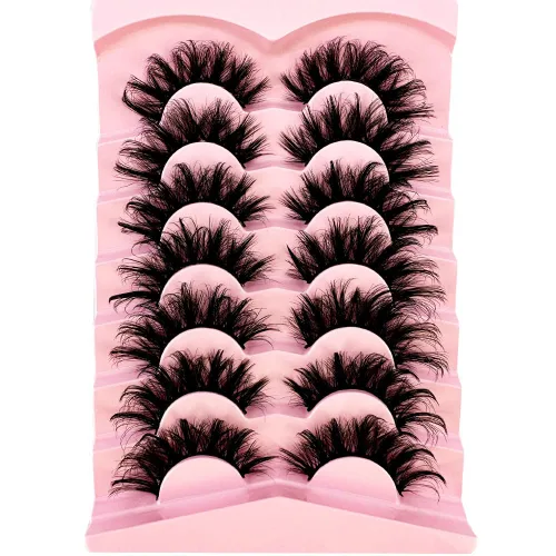 Miniatura 3 de 7 pares de pestañas de ojo de gato 3D pestañas postizas naturales 5D esponjosas suaves cruzadas pestañas manga pestañas Wispy Natural pestañas