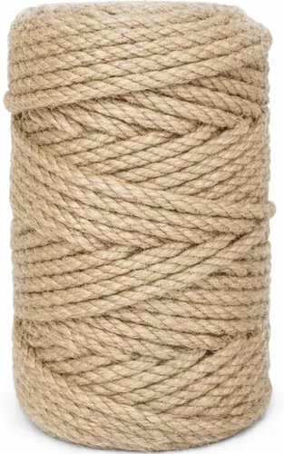 Leecogo Cuerda de yute de 0.157 in de 164 pies resistente y gruesa para jardinería, manualidades, embalaje, reciclaje y decoración del hogar