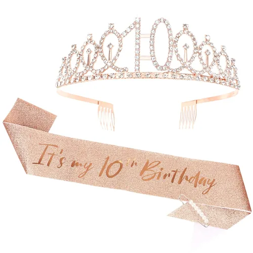 Miniatura 19 de Casoty Juego de diadema y tiara de 40 y fabuloso, oro rosa, para decoraciones de cumpleaños de 40 años, regalos para mujeres, decoraciones de fiesta