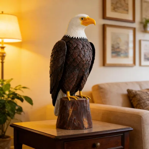 Miniatura 7 de Estatua Chisheen de águila calva de metal para exteriores, arte de jardín, escultura para patio, sala de estar y decoración de jardín