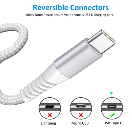 Miniatura 2 de Cable USB tipo C de 6 pies, paquete de 2 cables de carga rápida USB C, cable de teléfono para Samsung Galaxy A01 A02s A03s A10e A11 A12 A13 A14 A20