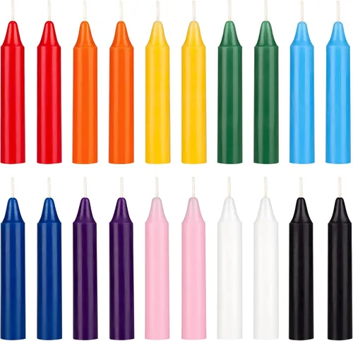 Miniatura 10 de Mega Candles 10 piezas Velas Cónicas Mini Exquisitas de Colores Surtidos Sin Aroma, 4 Pulgadas de Alto x 3/4 Pulgadas de Diámetro, Campanillas