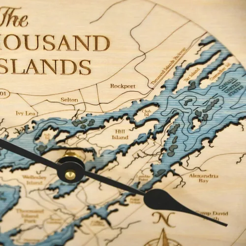 Miniatura 4 de Sea & Soul Thousand Islands - Reloj de pared de 12 pulgadas, hecho a mano en los Estados Unidos, reloj topográfico de mapa de agua, reloj de pared
