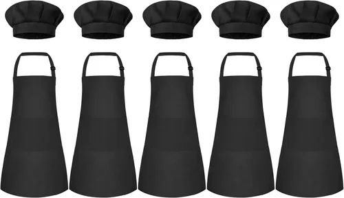 Miniatura 37 de Conjunto de Delantal y Gorro de Chef para Niños, Delantal Infantil Ajustable con 2 Bolsillos, para Niños Chef y Pintura, Cocinar, Hornear