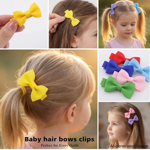 Miniatura 7 de Lazos para el pelo para niñas pequeñas: clips forrados con cinta de grogrén de 1.8 in, 60 piezas (30 pares)