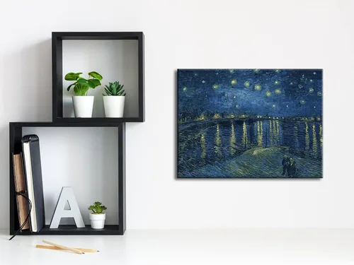 Miniatura 4 de Wieco Art – Noche estrellada sobre el Ródano por Vincent van Gogh pinturas al óleo reproducción, arte moderno Giclee Lienzos lona pared decoración