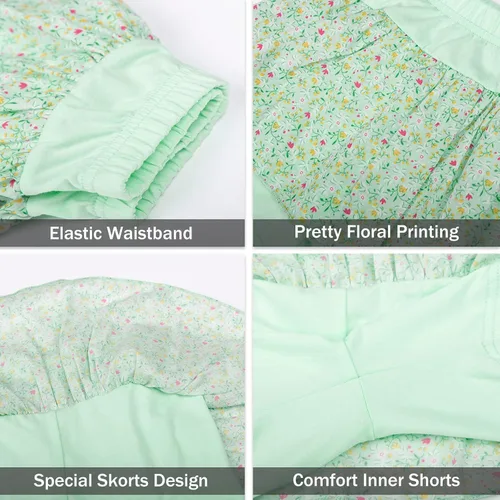 Miniatura 37 de LittleSpring Conjunto de verano para niñas con camiseta sin mangas y pantalones cortos florales