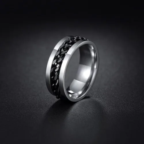 Miniatura 102 de Anillos giratorios para la ansiedad para hombre, anillos clásicos de cadena para mujeres y adultos, anillo de acero de titanio