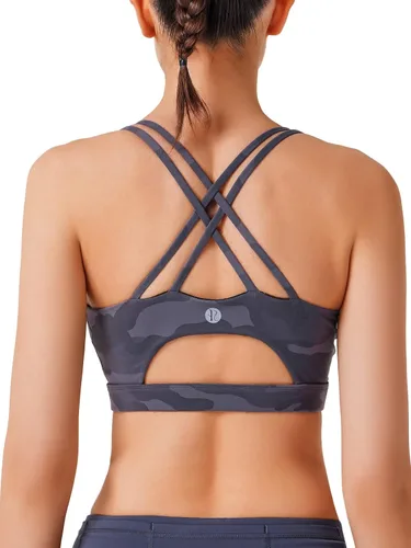 Miniatura 116 de Brasieres deportivos para mujer, con relleno, tipo camiseta sin mangas, sexis, con espalda cruzada, de alto impacto, largos, ideales para practicar